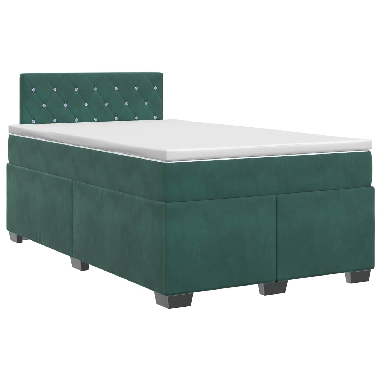 Boxspring ágy matraccal Sötétzöld 120 x 200 cm Bársony