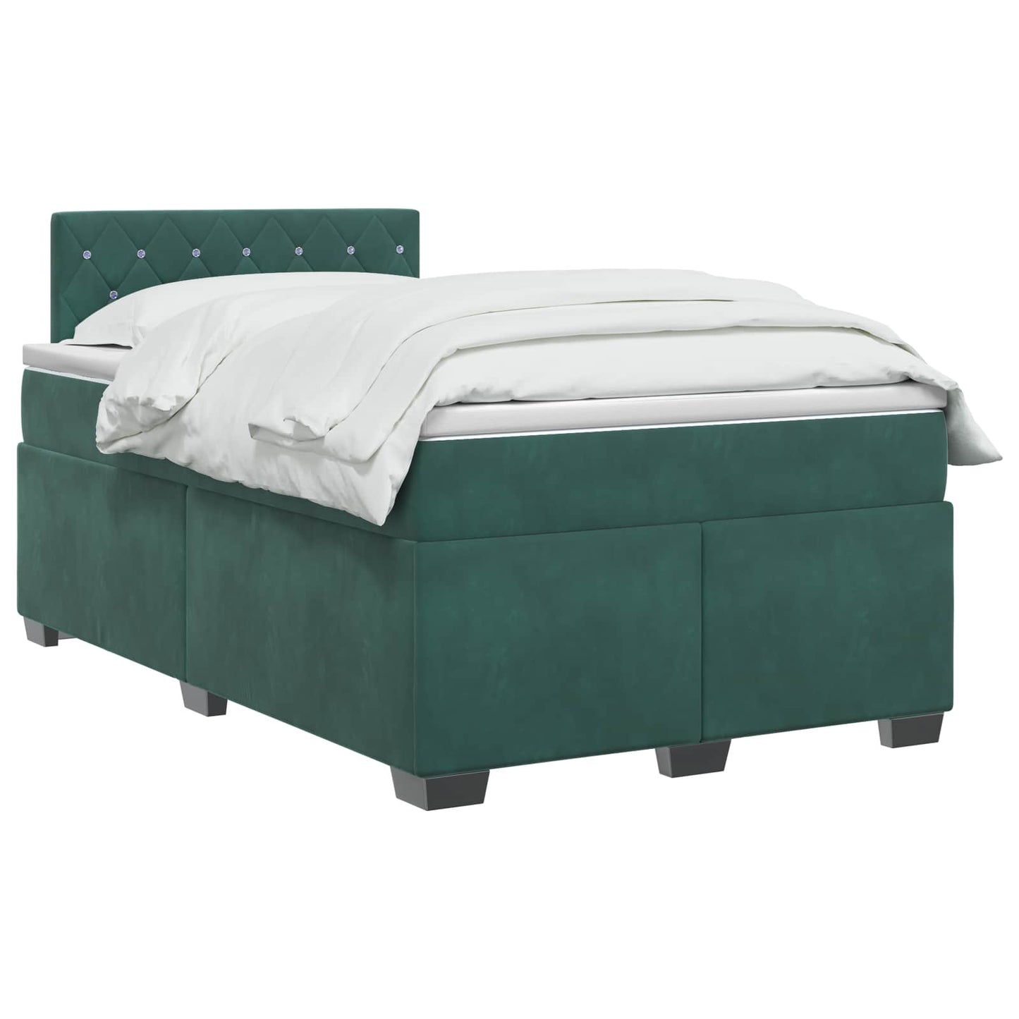 Boxspring ágy matraccal Sötétzöld 120 x 200 cm Bársony