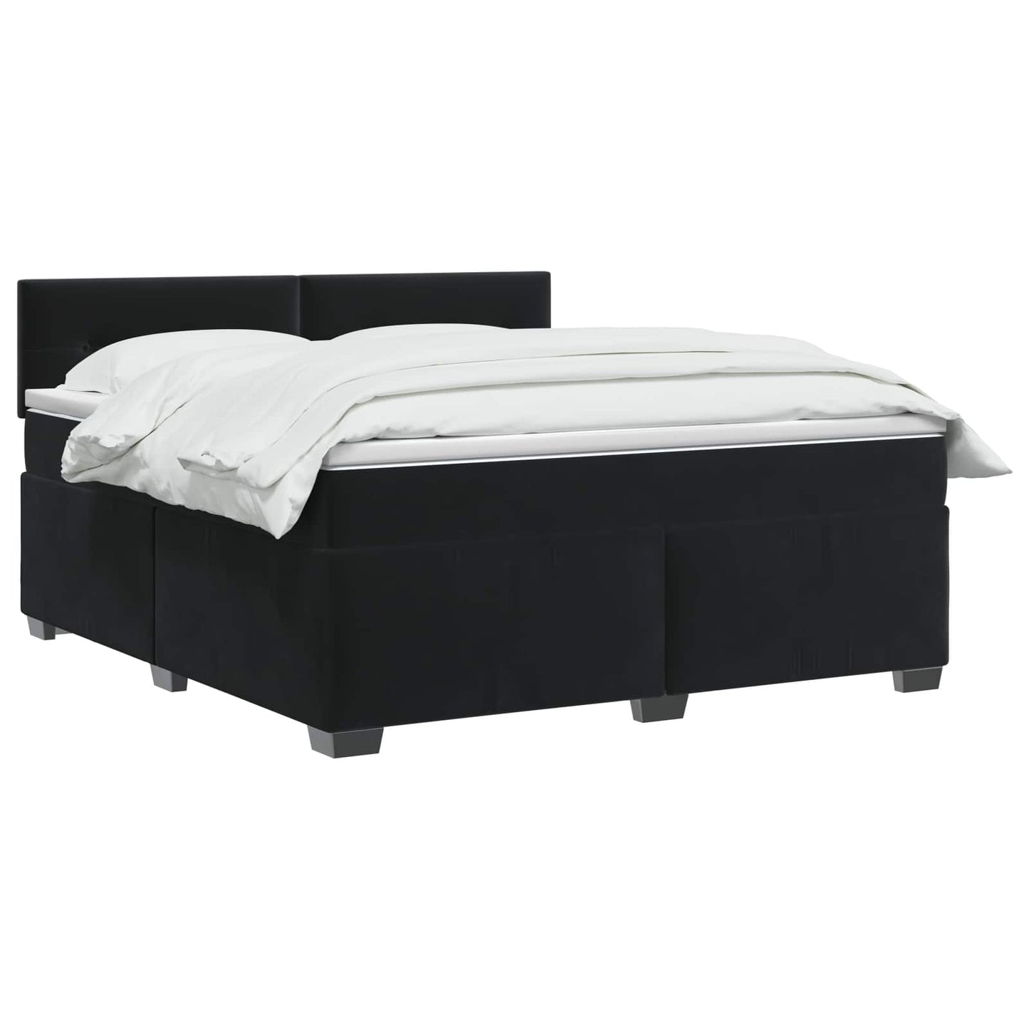 Boxspring ágy matraccal fejtámlával Fekete 160 x 200 cm Bársony