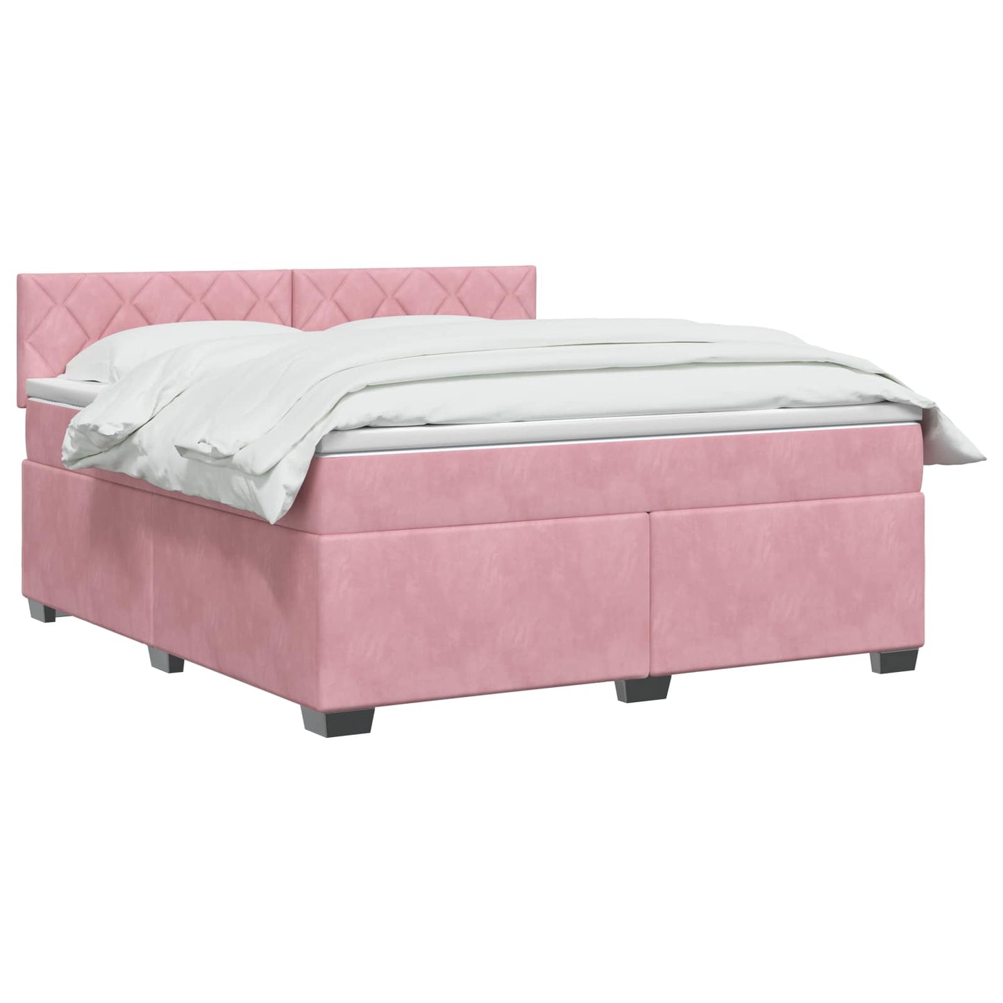 Boxspring ágy matraccal Rózsaszín 160 x 200 cm Bársony