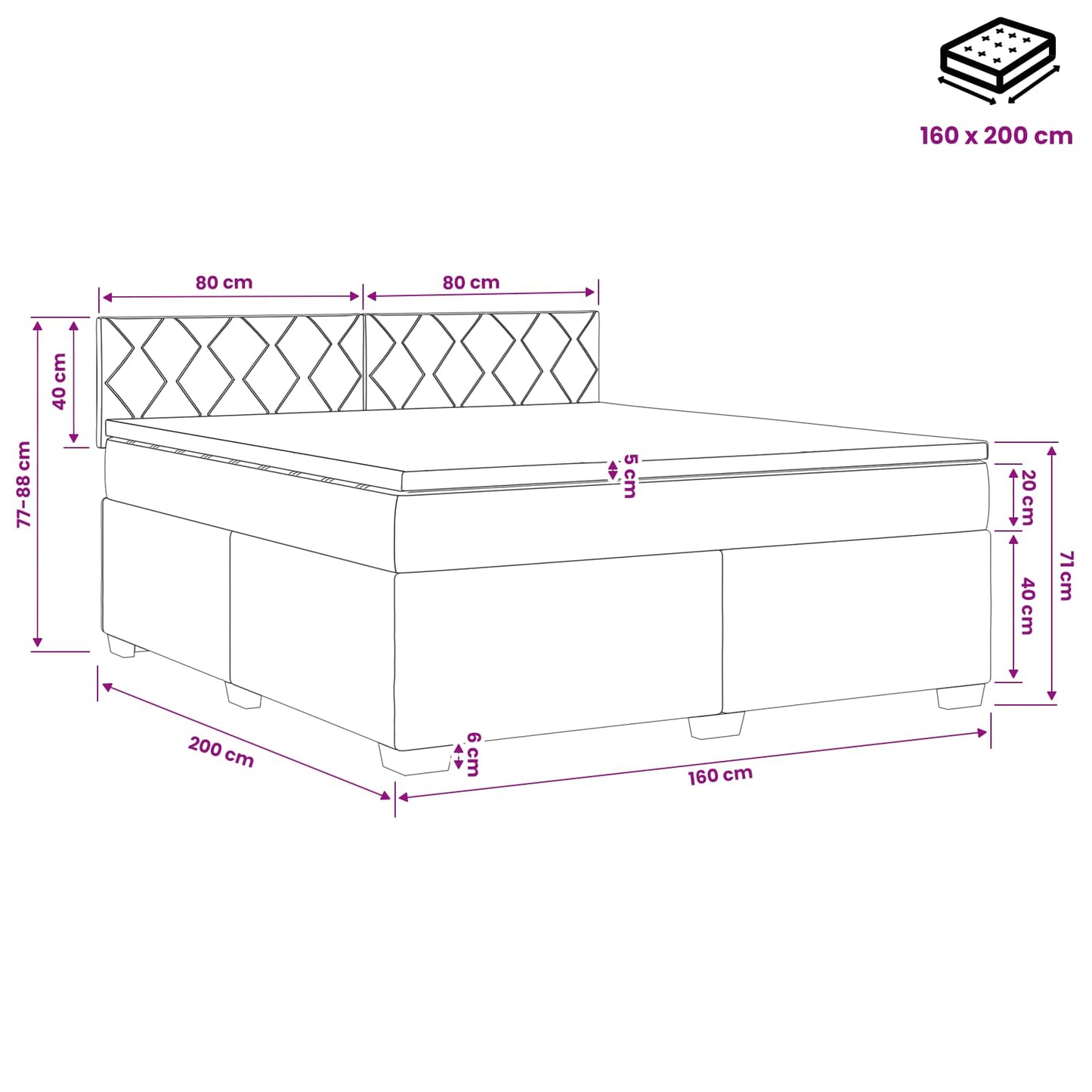 Boxspring ágy matraccal Rózsaszín 160 x 200 cm Bársony