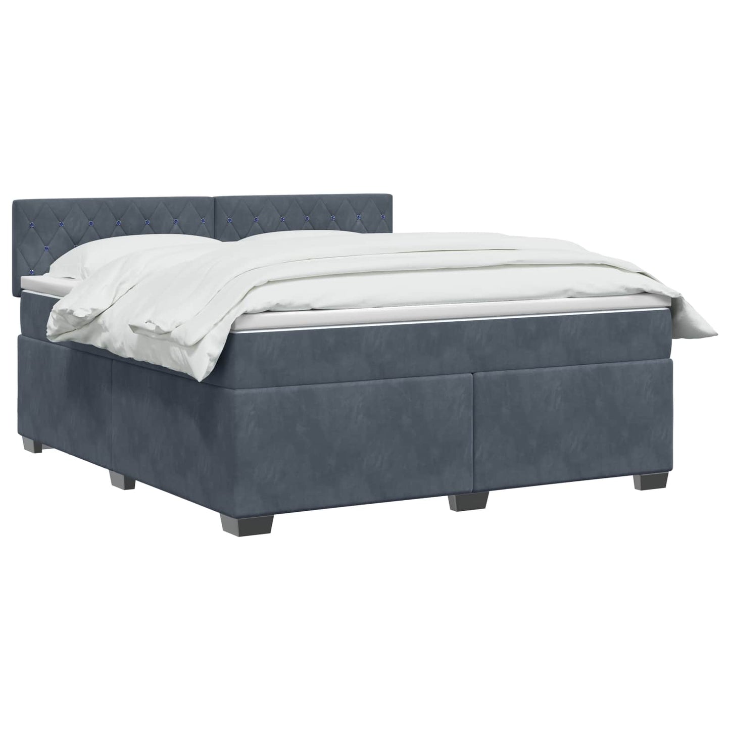 Boxspring ágy matraccal Sötétszürke 180 x 200 cm Bársony
