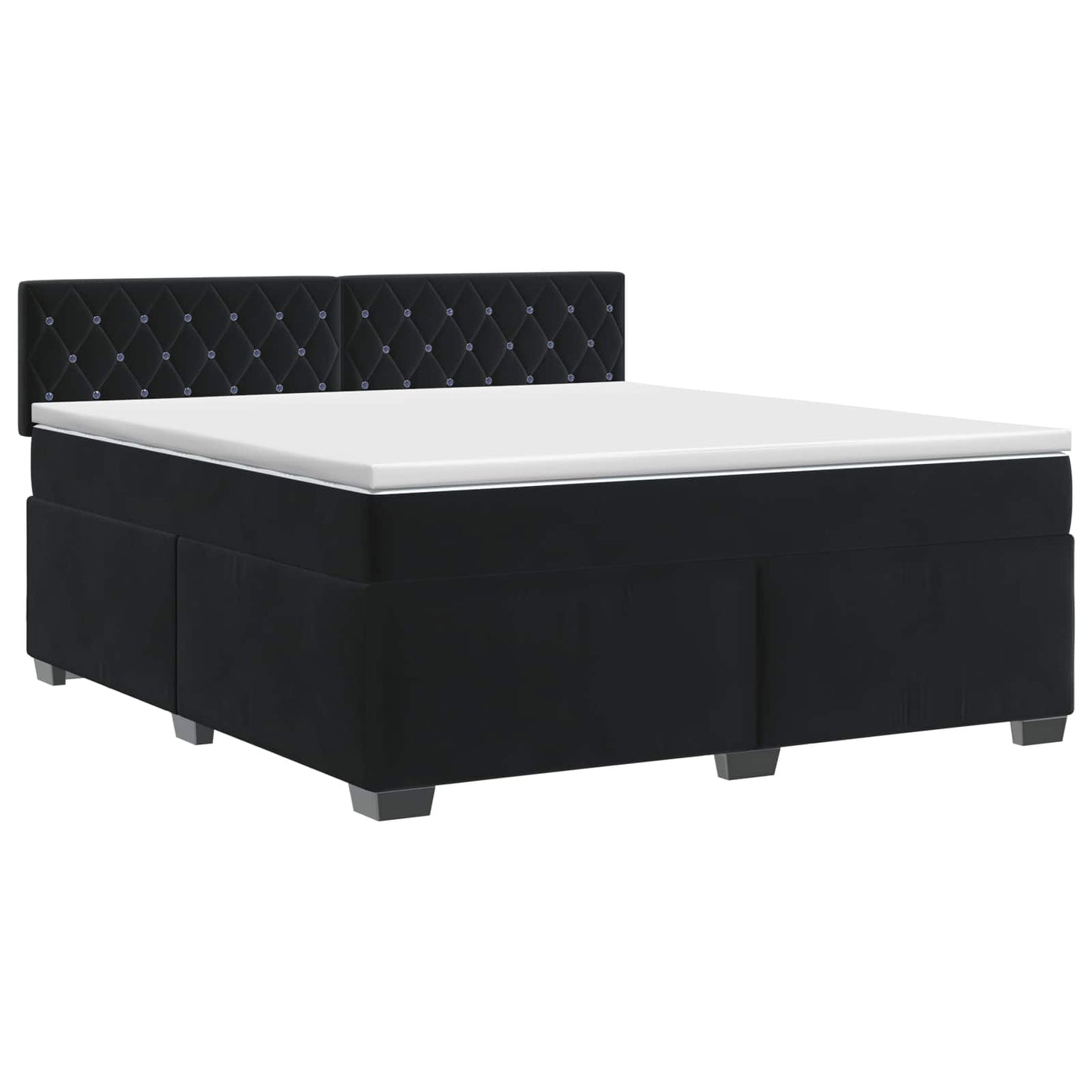 Boxspring ágy matraccal fejtámlával Fekete 180 x 200 cm Bársony