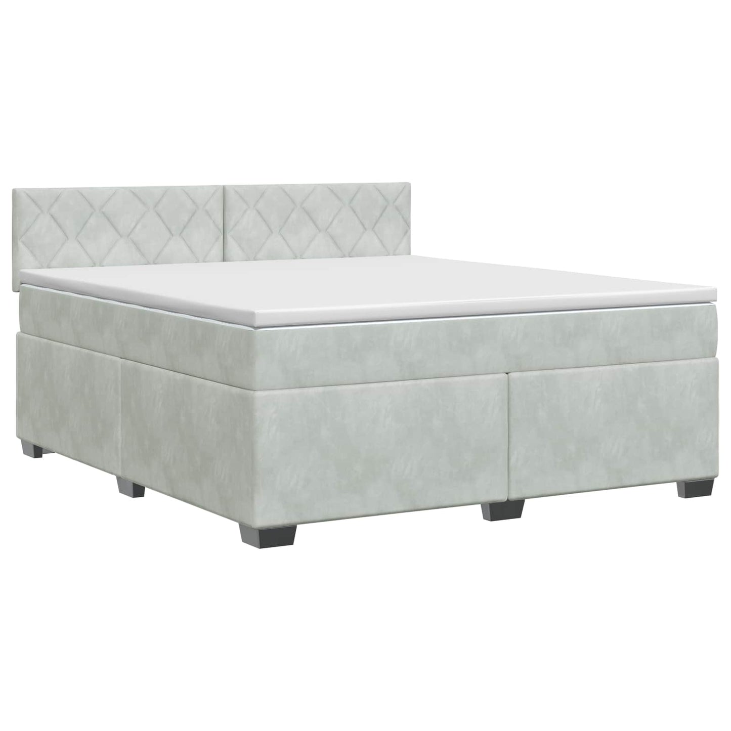 Boxspring ágy matraccal Világosszürke 180 x 200 cm Bársony