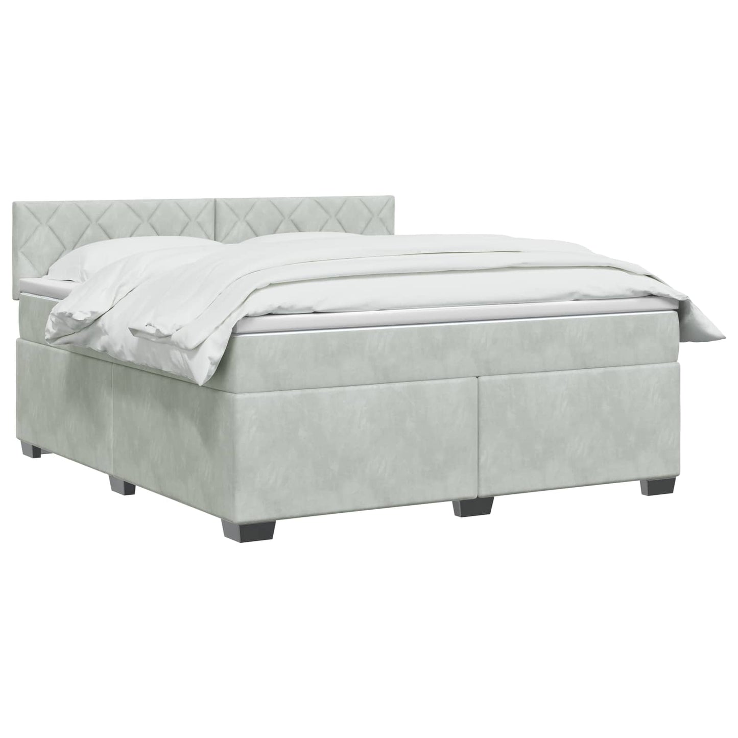 Boxspring ágy matraccal Világosszürke 180 x 200 cm Bársony