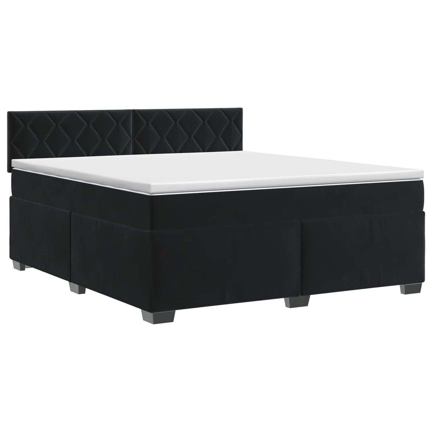 Boxspring ágy matraccal fejtámlával Fekete 180 x 200 cm Bársony
