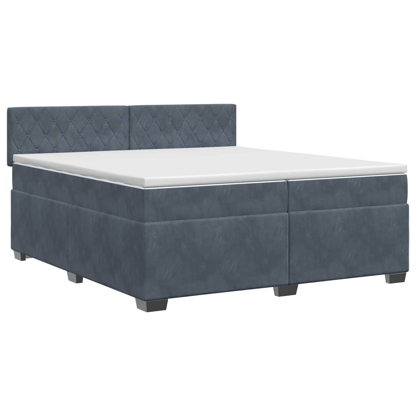 Boxspring ágy matraccal Sötétszürke 200 x 200 cm Bársony
