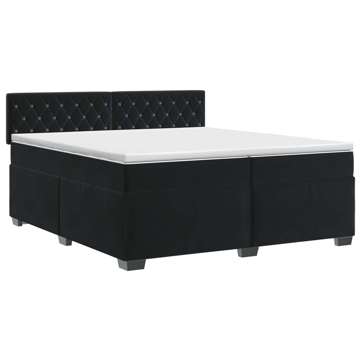 Boxspring ágy matraccal fejtámlával Fekete 200 x 200 cm Bársony