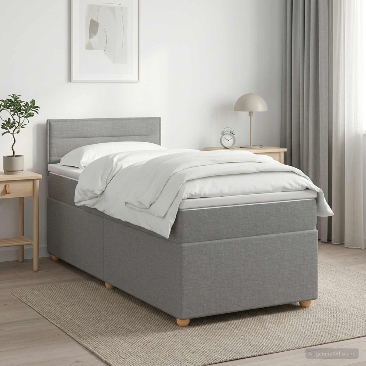 Boxspring ágy matraccal Világosszürke 80 x 200 cm Szövet