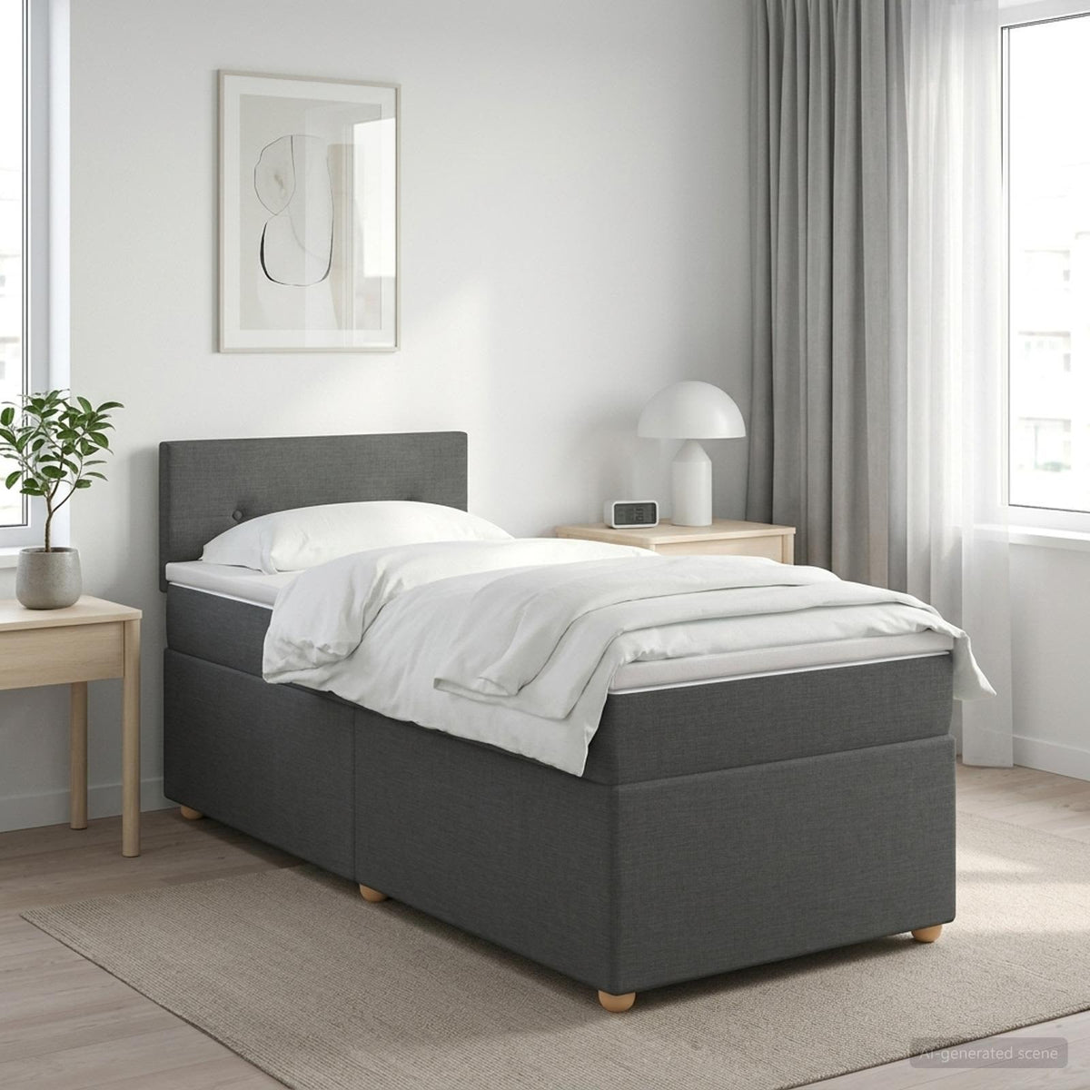 Boxspring ágy matraccal Sötétszürke 90 x 190 cm Szövet