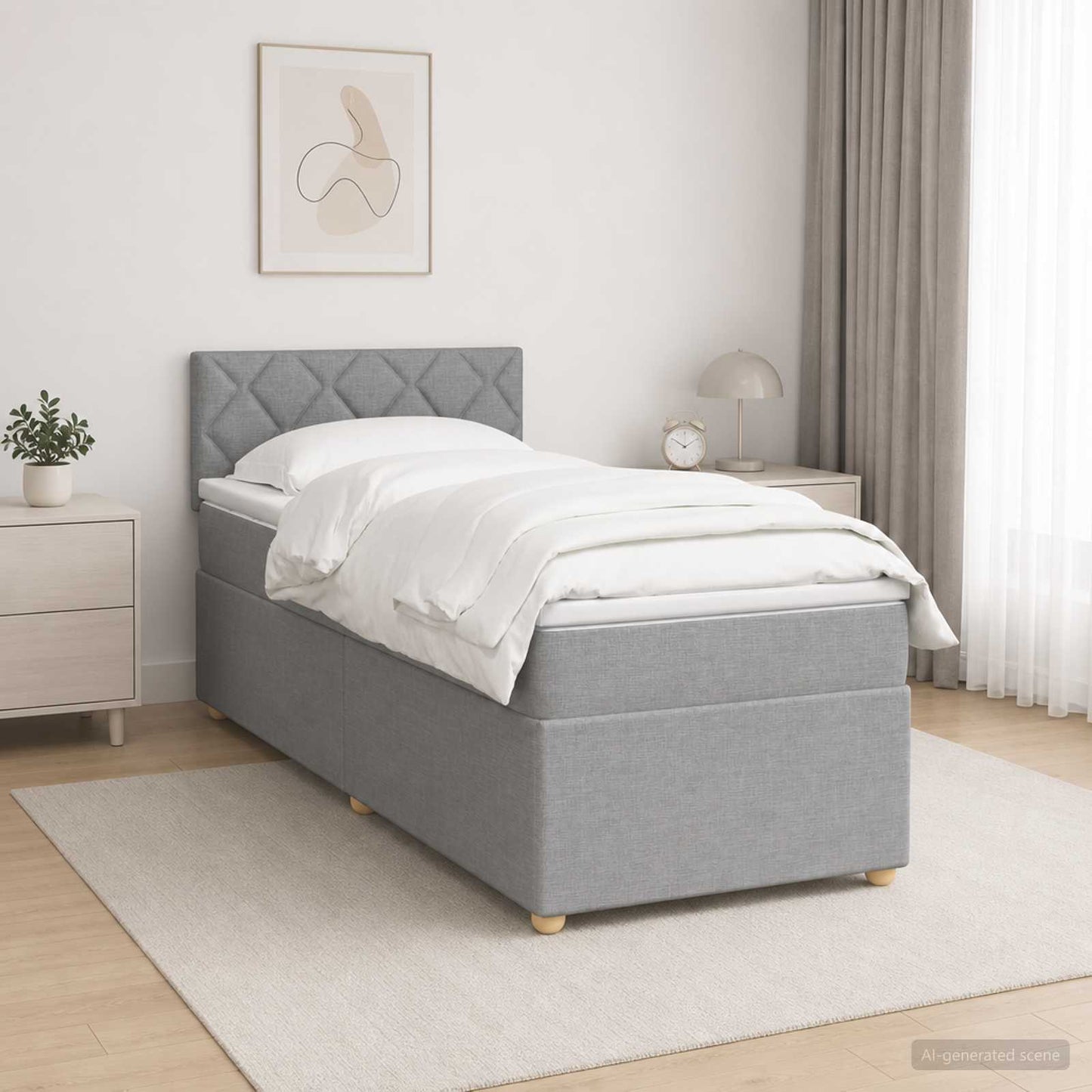 Boxspring ágy matraccal Világosszürke 80 x 200 cm Szövet