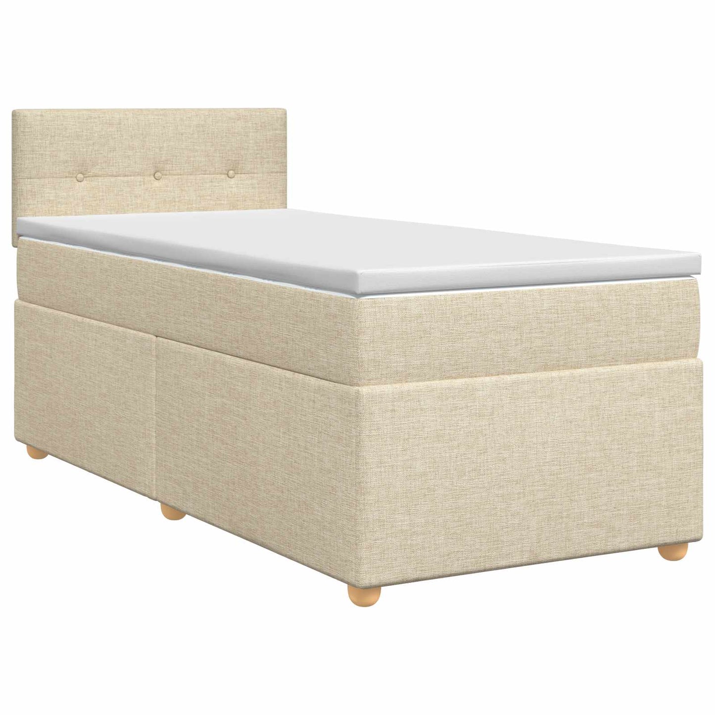 Boxspring ágy matraccal Krémszínű 90 x 190 cm Szövet