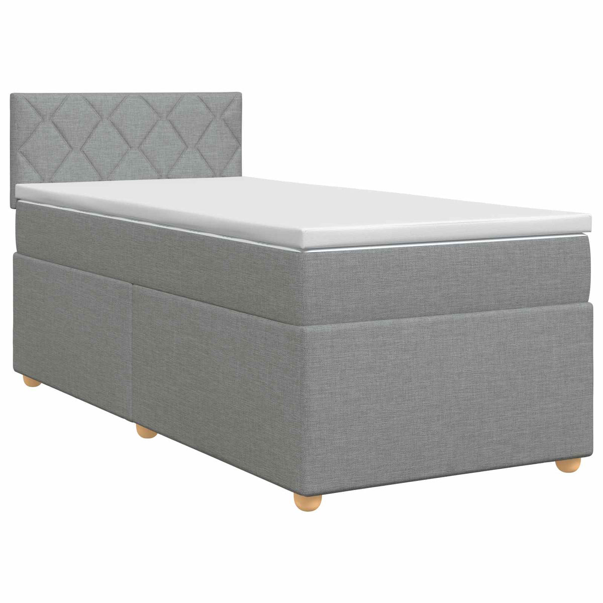 Boxspring ágy matraccal Világosszürke 90 x 190 cm Szövet