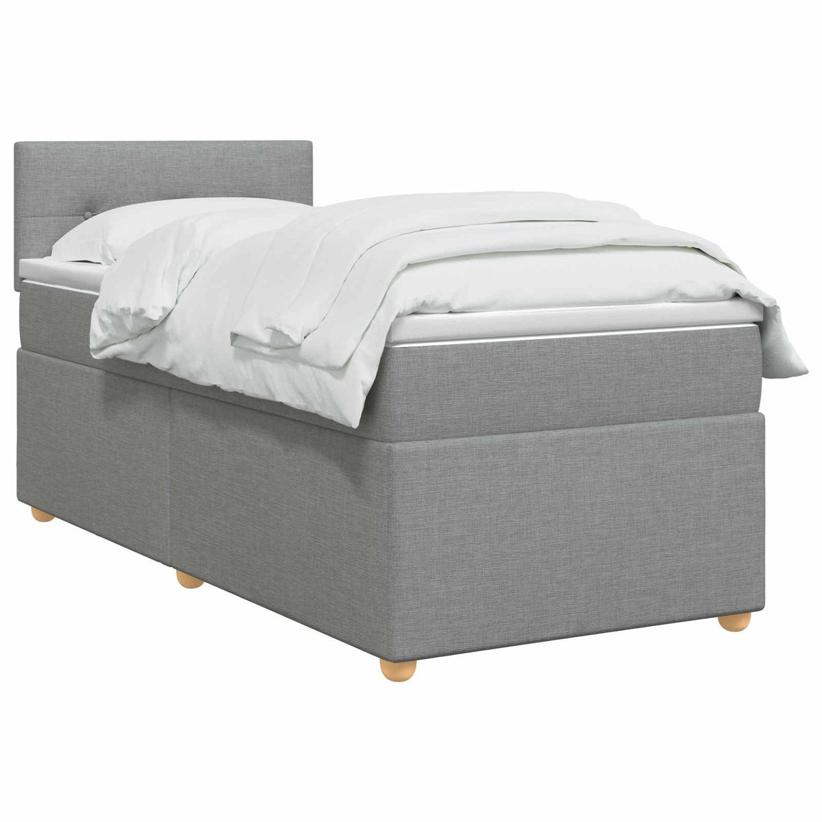 Boxspring ágy matraccal Világosszürke 90 x 200 cm Szövet