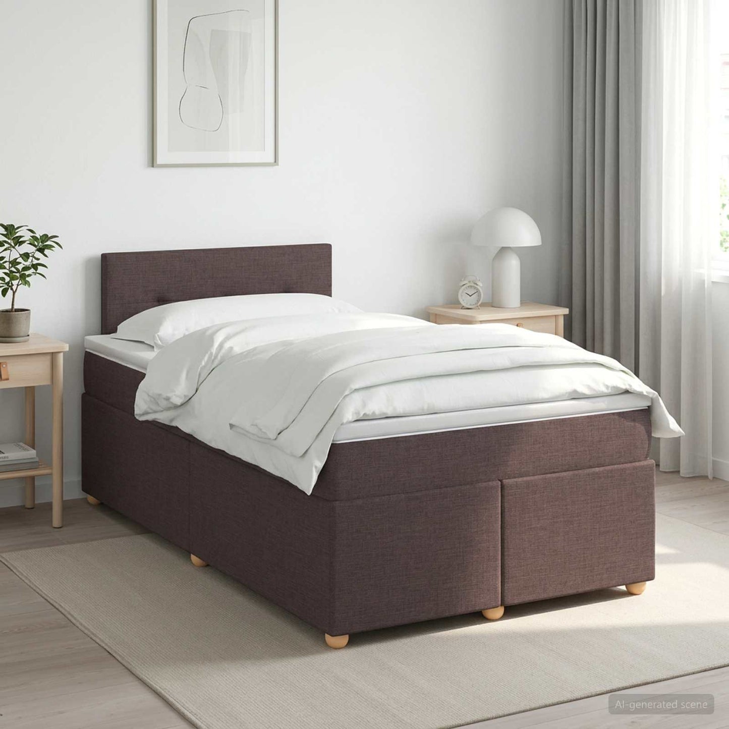Boxspring ágy matraccal Sötét Barna 120 x 200 cm Szövet