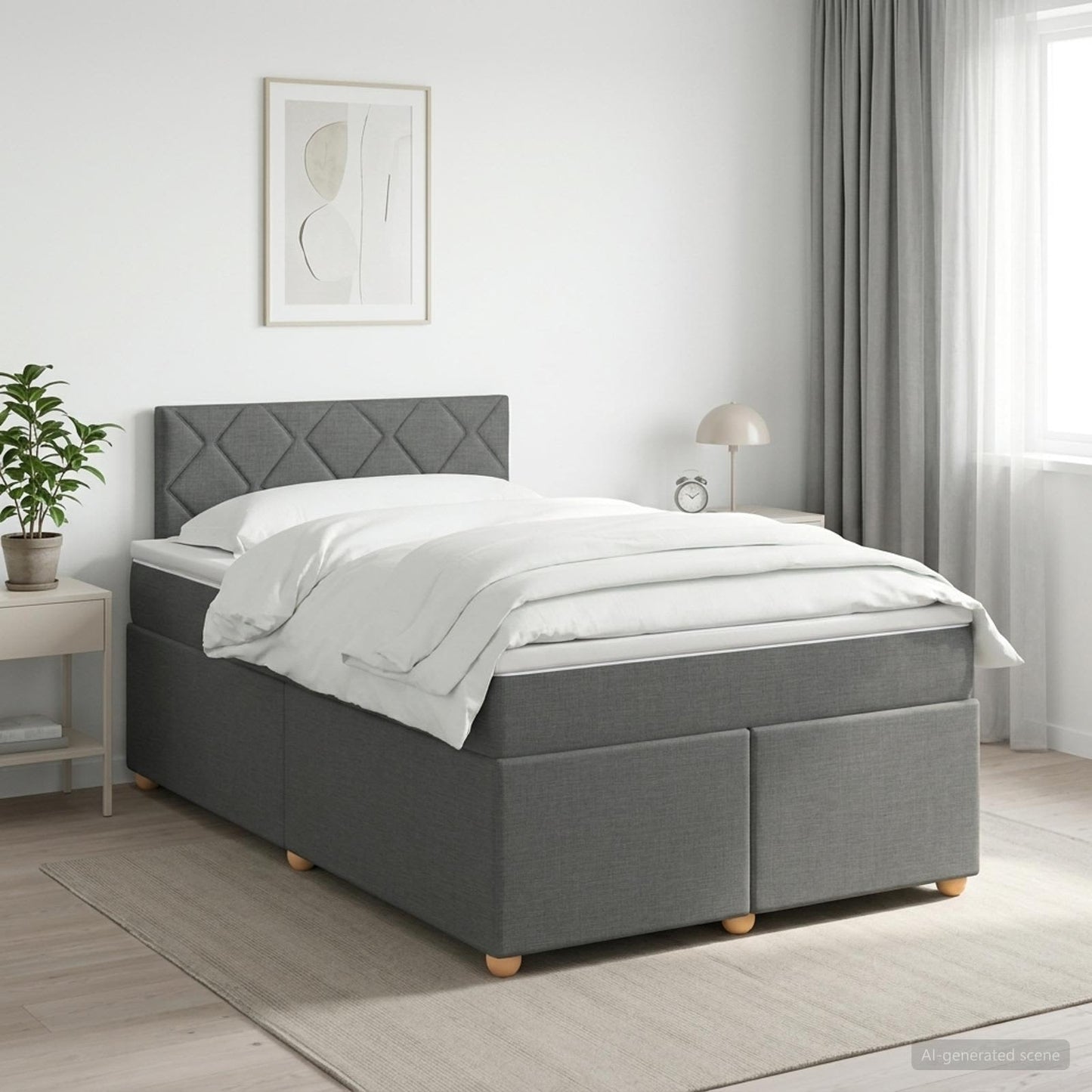 Boxspring ágy matraccal Sötétszürke 120 x 200 cm Szövet