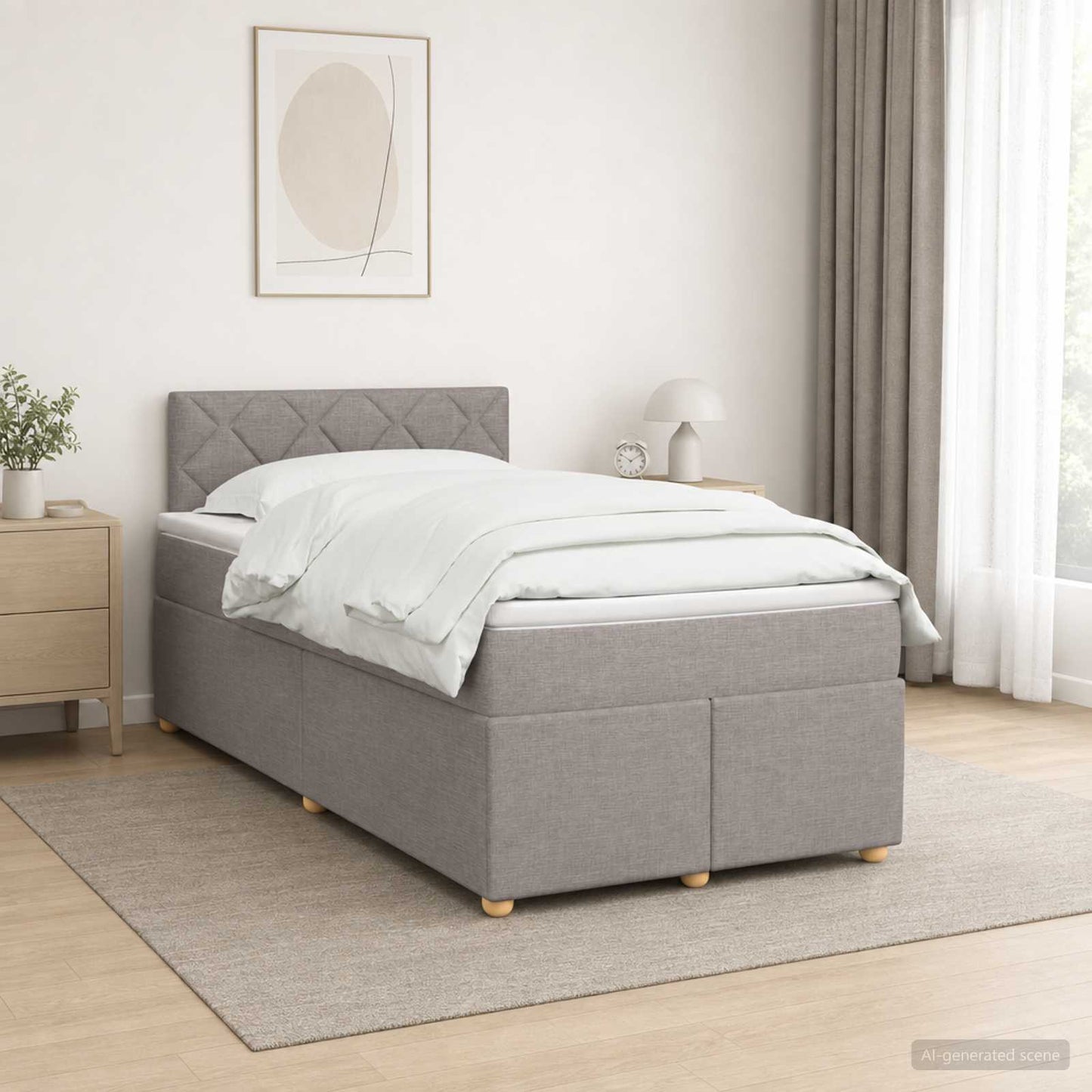 Boxspring ágy matraccal Tópszínű 120 x 190 cm Szövet