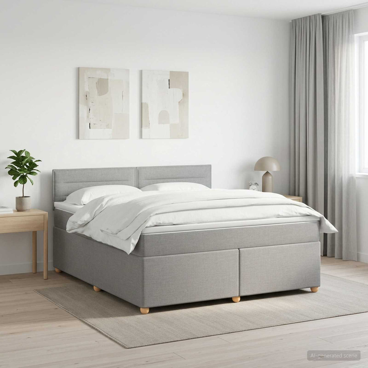 Boxspring ágy matraccal Világosszürke 160 x 200 cm Szövet