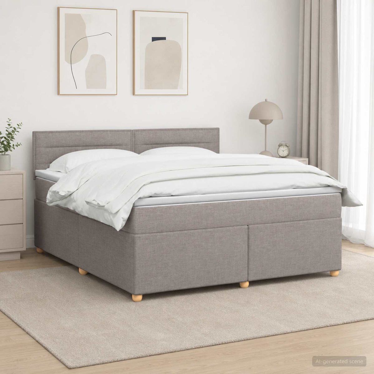Boxspring ágy matraccal Tópszínű 140 x 200 cm Szövet