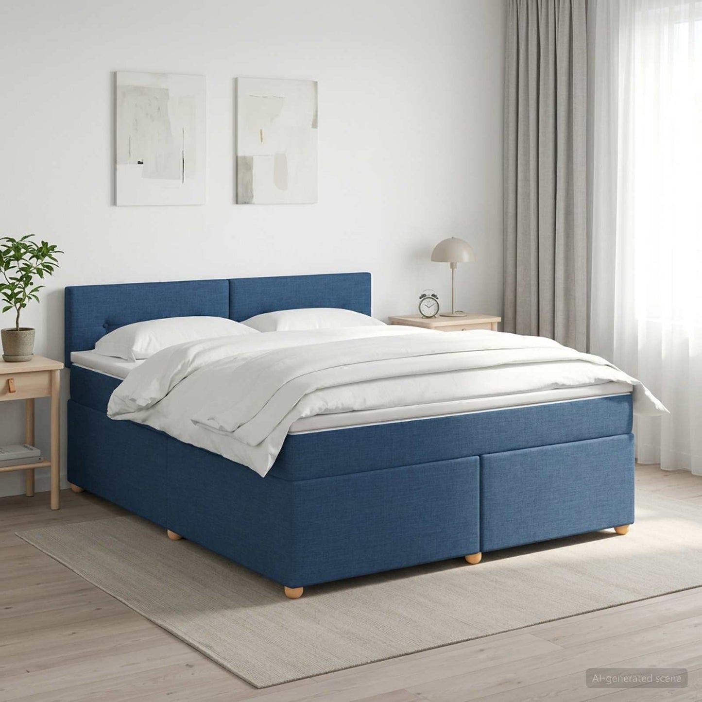 Boxspring ágy matraccal fejtámlával Kék 180 x 200 cm Szövet