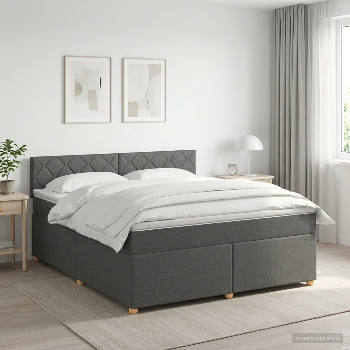 Boxspring ágy matraccal Sötétszürke 160 x 200 cm Szövet