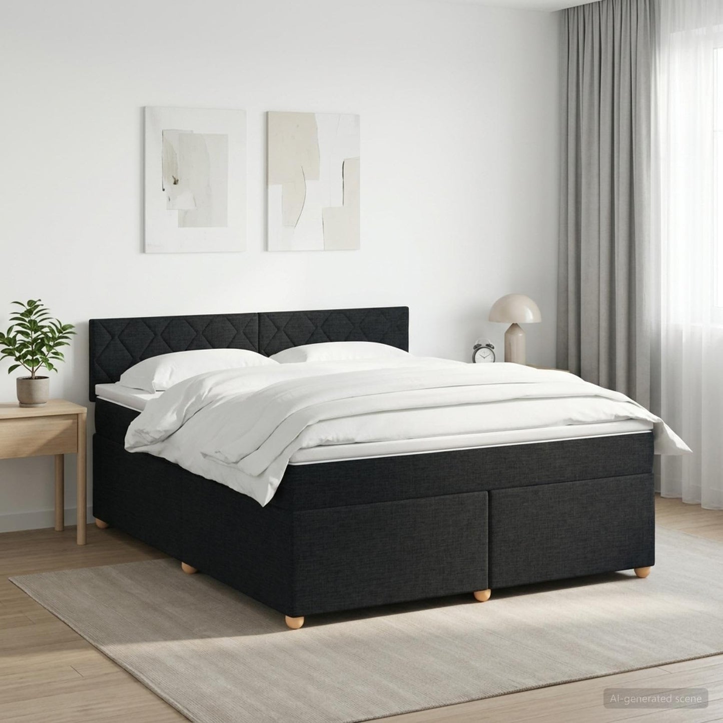 Boxspring ágy matraccal fejtámlával Fekete 180 x 200 cm Szövet