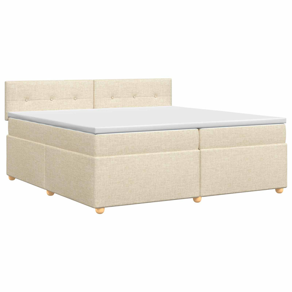Boxspring ágy matraccal Krémszínű 200 x 200 cm Szövet