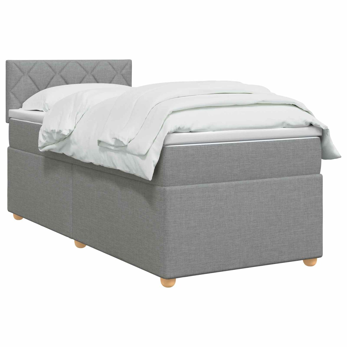 Boxspring ágy matraccal Világosszürke 90 x 190 cm Szövet