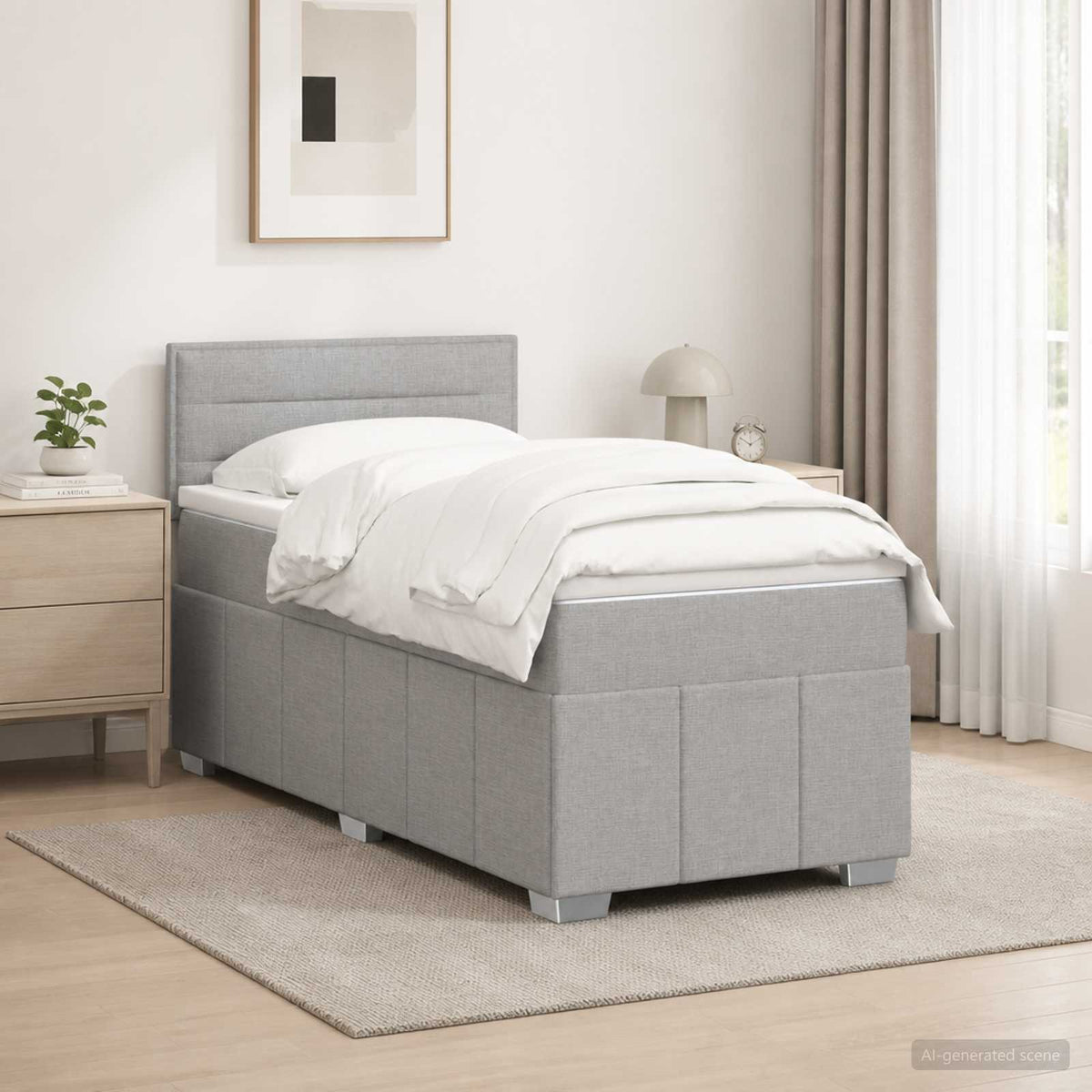 Boxspring ágy matraccal Világosszürke 80 x 200 cm Szövet