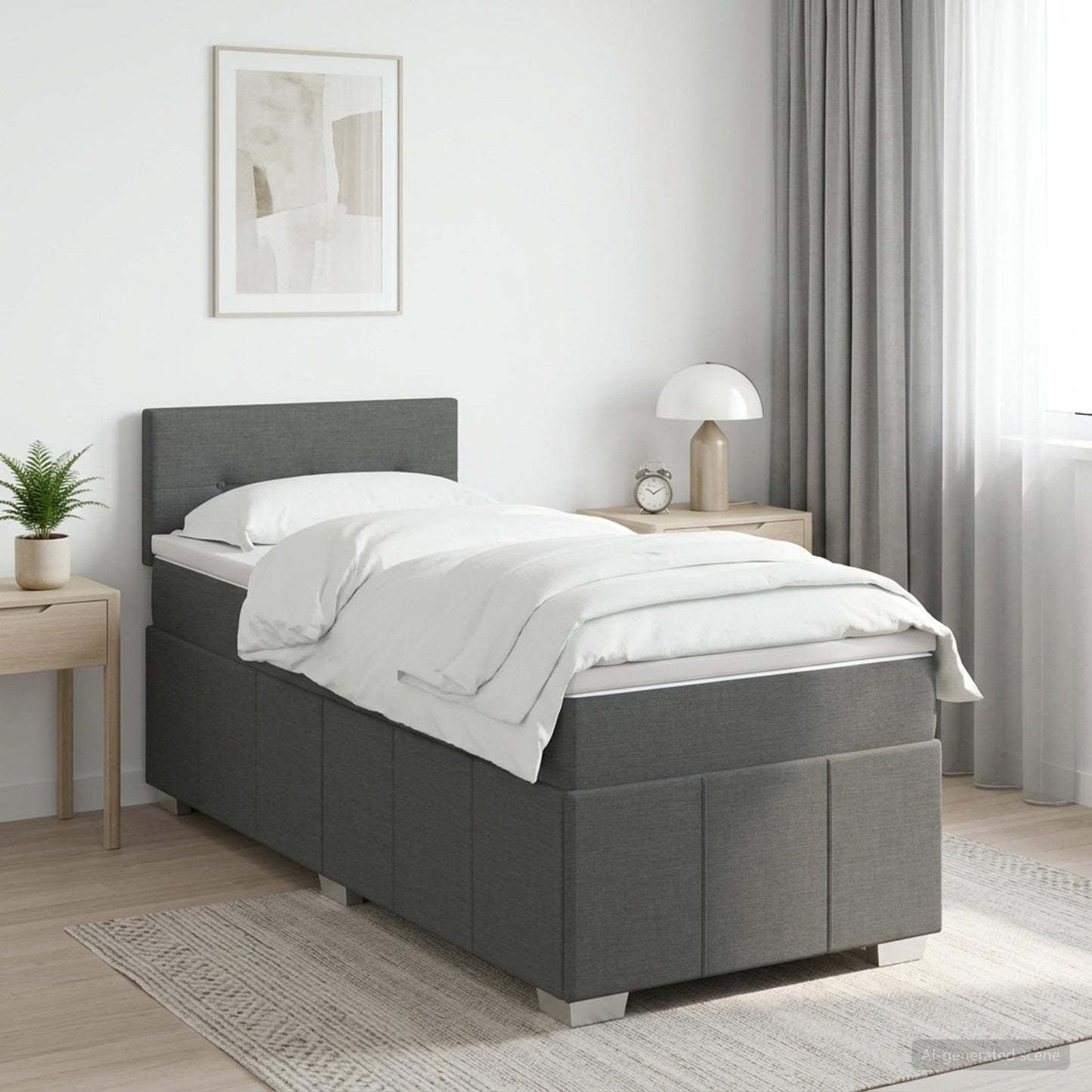 Boxspring ágy matraccal Sötétszürke 90 x 190 cm Szövet
