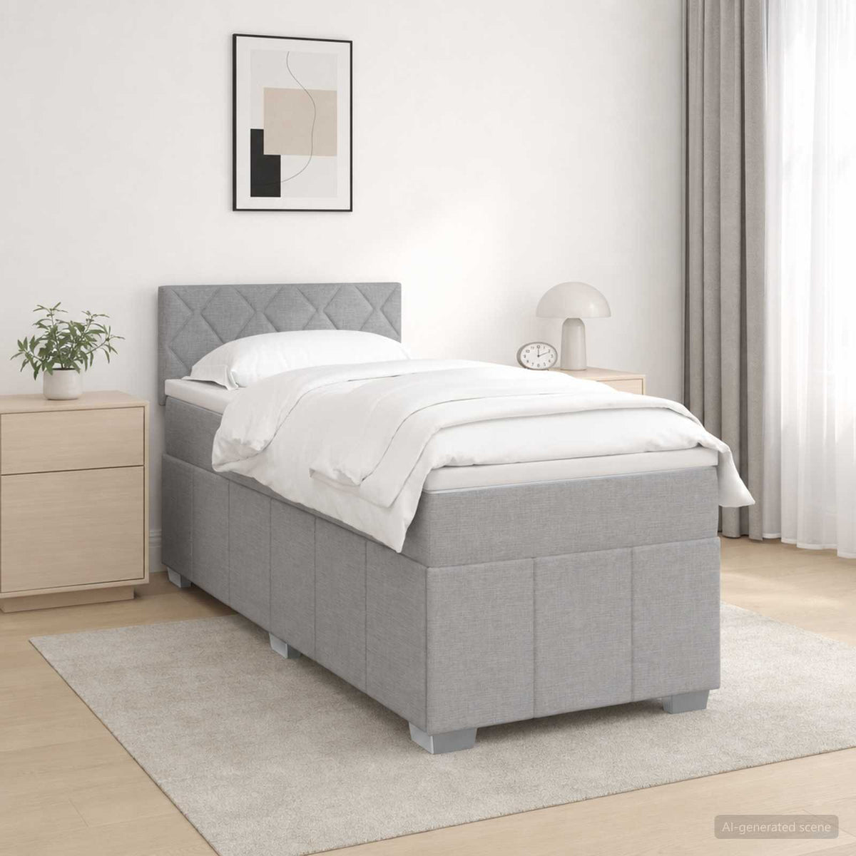 Boxspring ágy matraccal Világosszürke 80 x 200 cm Szövet