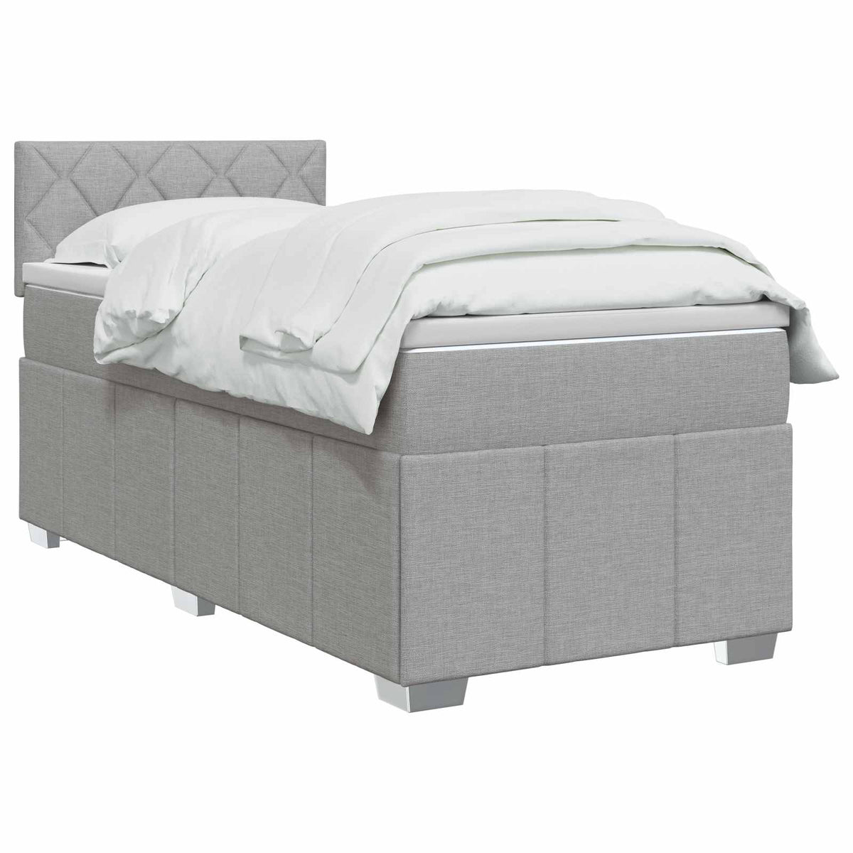 Boxspring ágy matraccal Világosszürke 80 x 200 cm Szövet