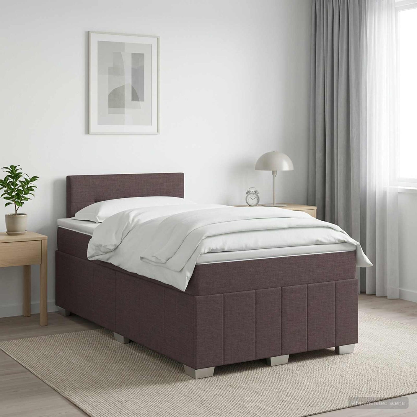 Boxspring ágy matraccal Sötét Barna 120 x 190 cm Szövet