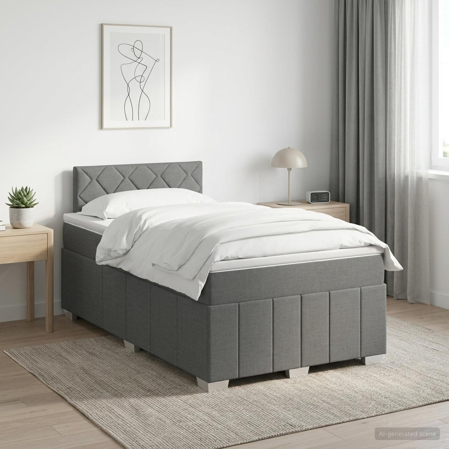 Boxspring ágy matraccal Sötétszürke 120 x 190 cm Szövet