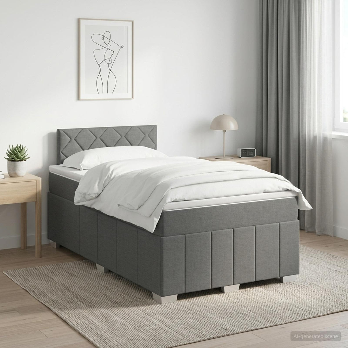 Boxspring ágy matraccal Sötétszürke 120 x 200 cm Szövet