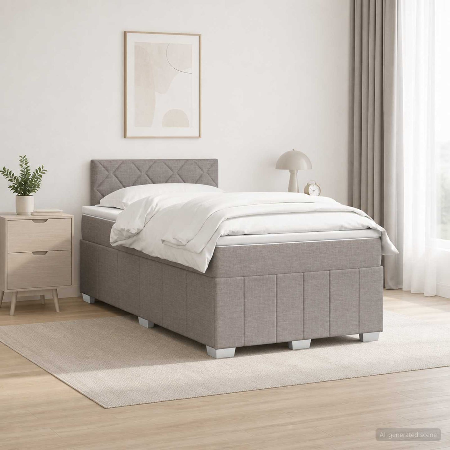 Boxspring ágy matraccal Tópszínű 120 x 200 cm Szövet