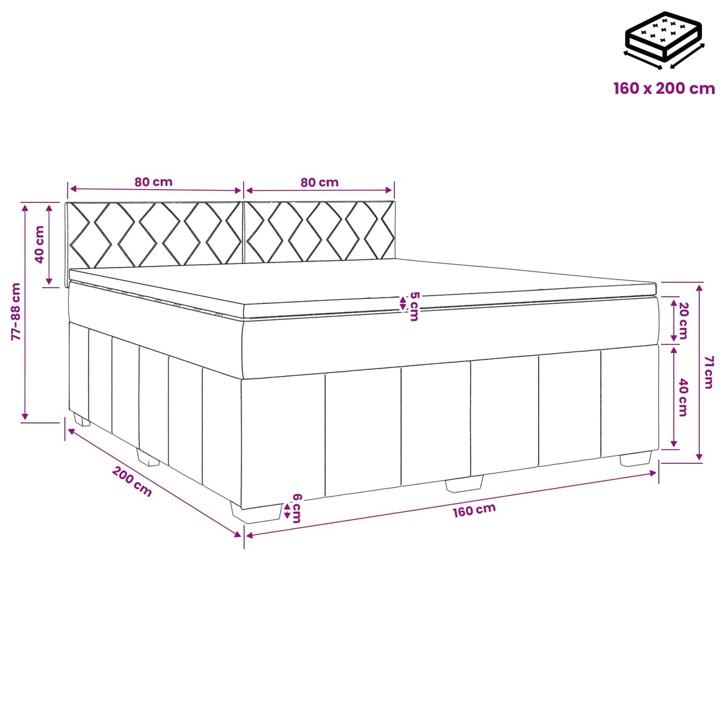 Boxspring ágy matraccal Sötétszürke 160 x 200 cm Szövet