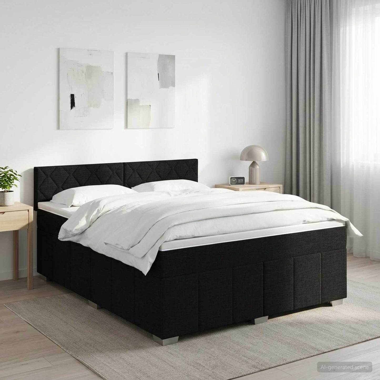 Boxspring ágy matraccal fejtámlával Fekete 180 x 200 cm Szövet