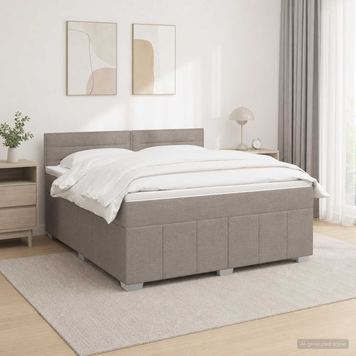Boxspring ágy matraccal Tópszínű 140 x 200 cm Szövet