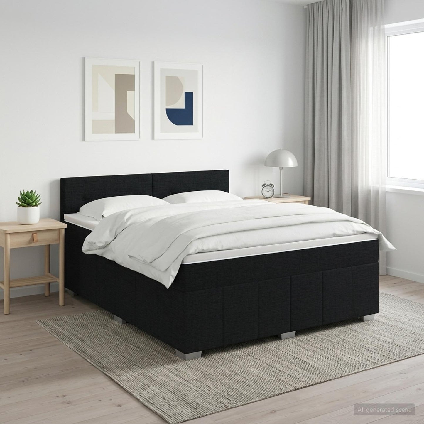 Boxspring ágy matraccal fejtámlával Fekete 160 x 200 cm Szövet