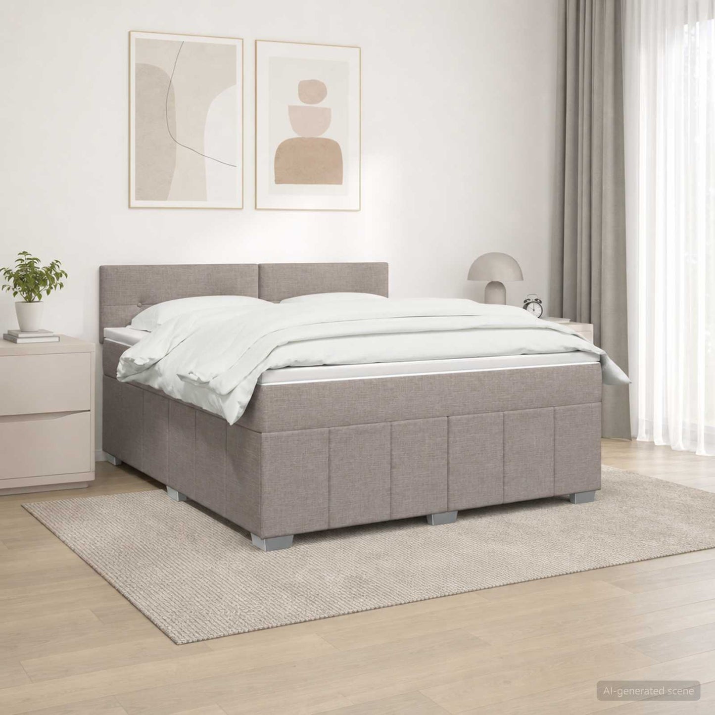 Boxspring ágy matraccal Tópszínű 160 x 200 cm Szövet