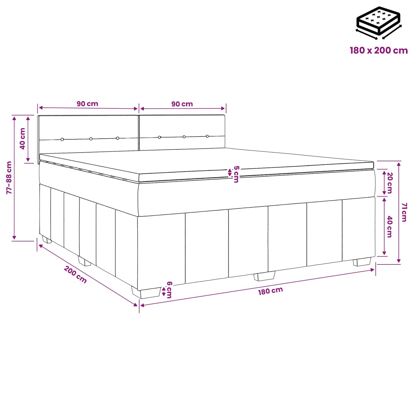 Boxspring ágy matraccal Tópszínű 180 x 200 cm Szövet