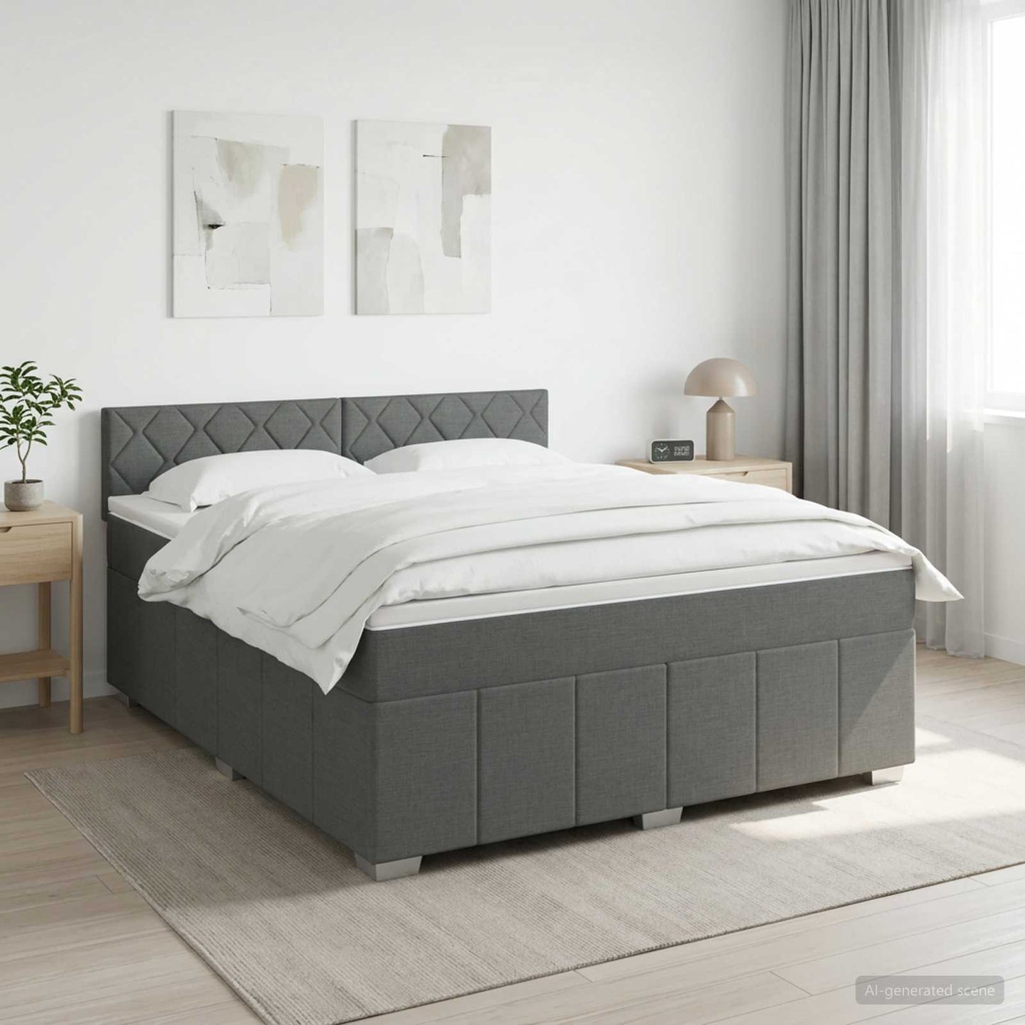 Boxspring ágy matraccal Sötétszürke 160 x 200 cm Szövet