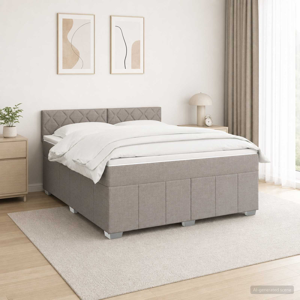Boxspring ágy matraccal Tópszínű 160 x 200 cm Szövet