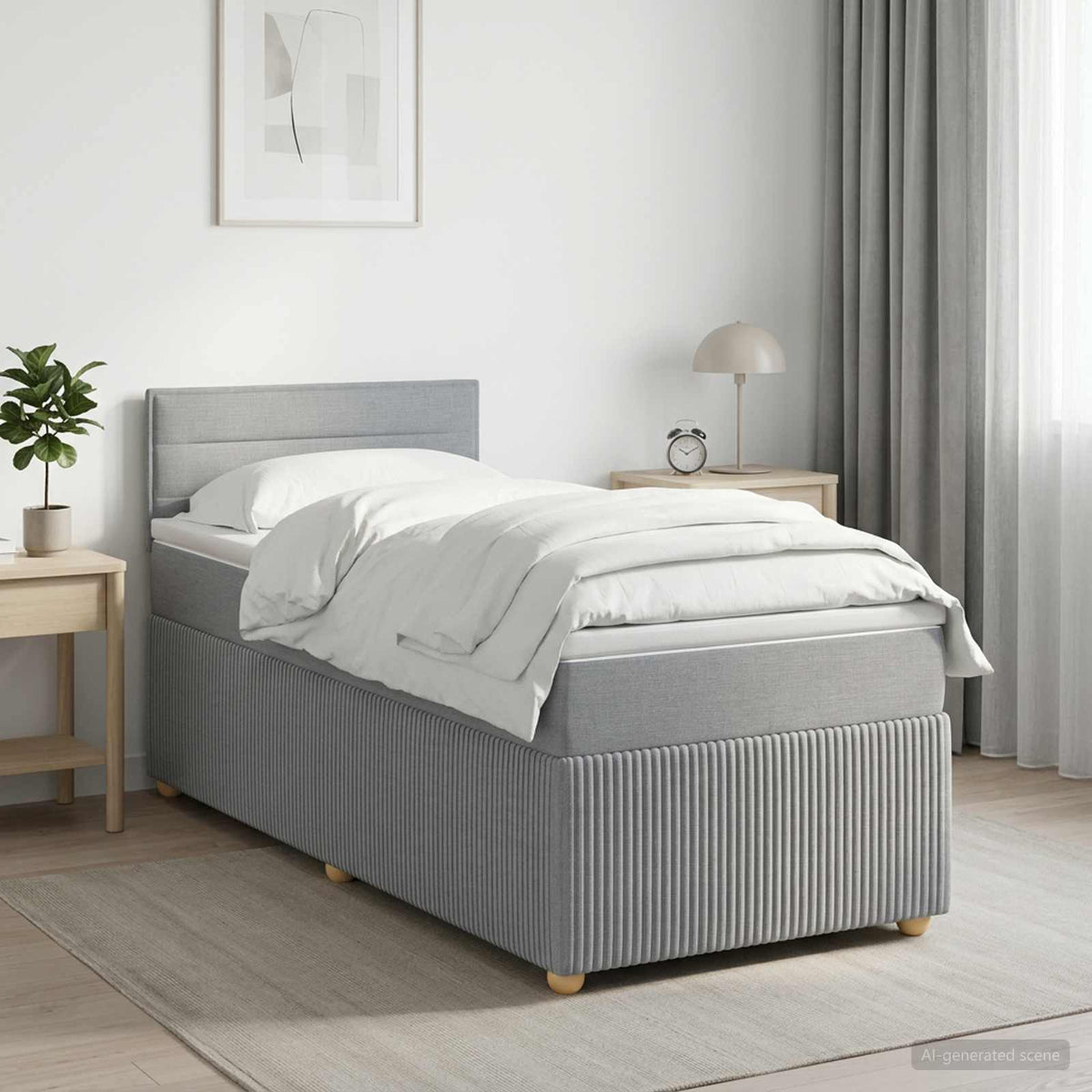 Boxspring ágy matraccal Világosszürke 80 x 200 cm Szövet