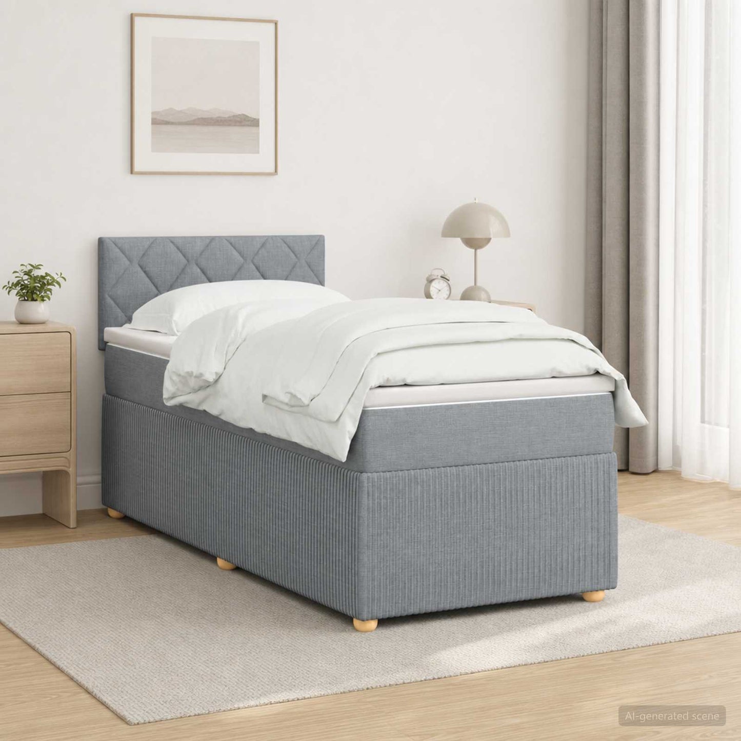 Boxspring ágy matraccal Világosszürke 80 x 200 cm Szövet