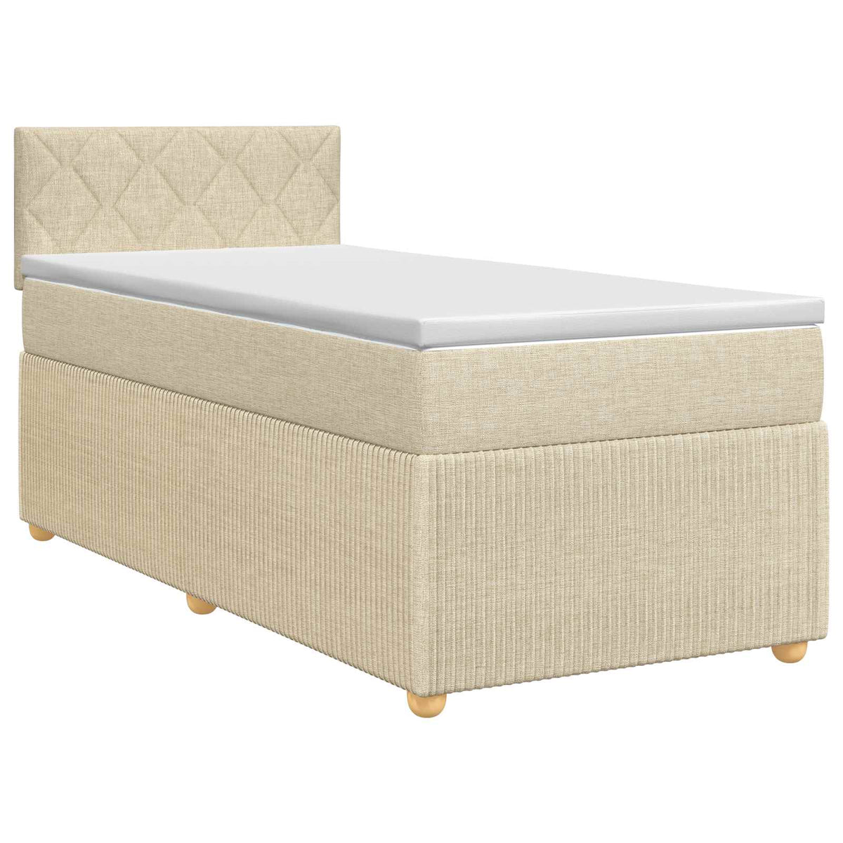 Boxspring ágy matraccal Krémszínű 90 x 190 cm Szövet