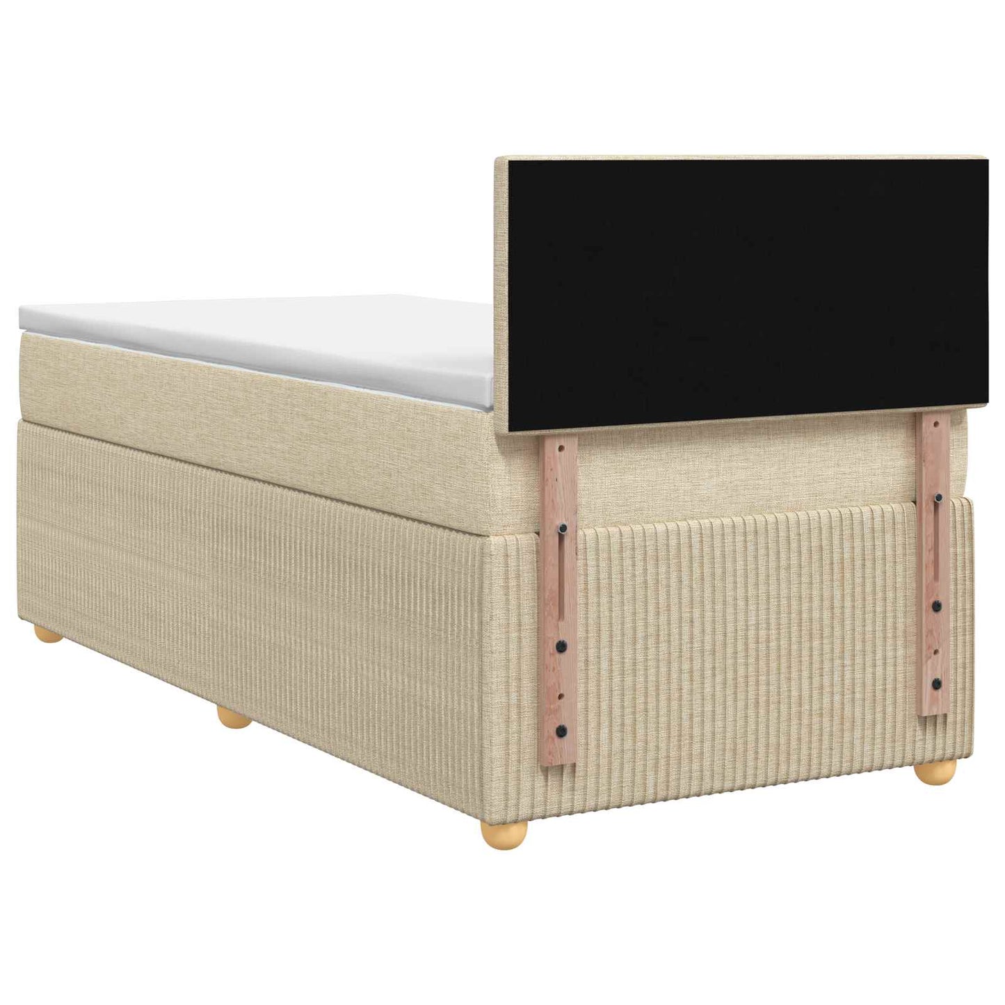 Boxspring ágy matraccal Krémszínű 90 x 200 cm Szövet
