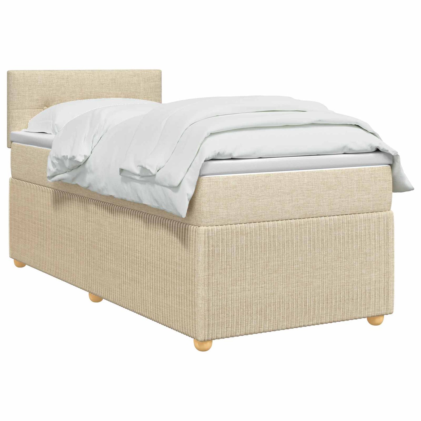 Boxspring ágy matraccal Krémszínű 90 x 200 cm Szövet