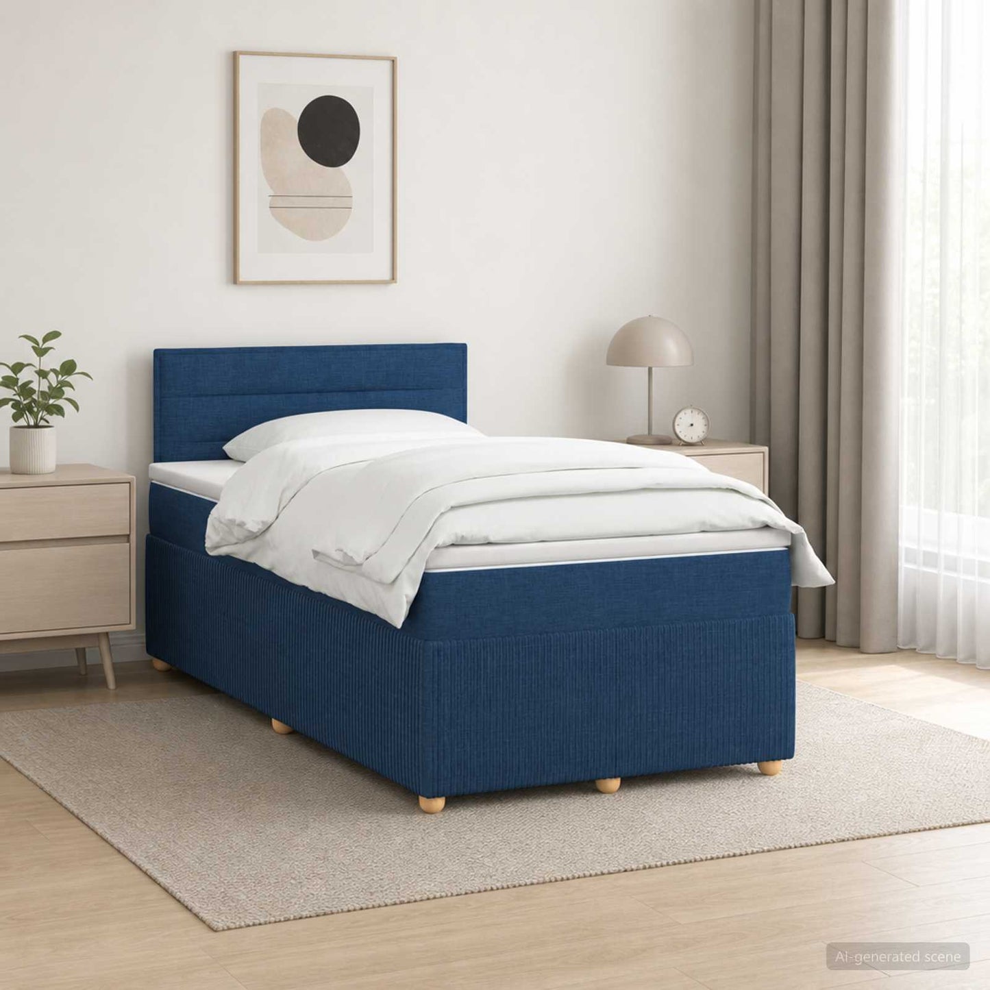 Boxspring ágy matraccal fejtámlával Kék 120 x 200 cm Szövet